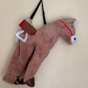 Soft Tan Ride-On Horse with Red Bridle